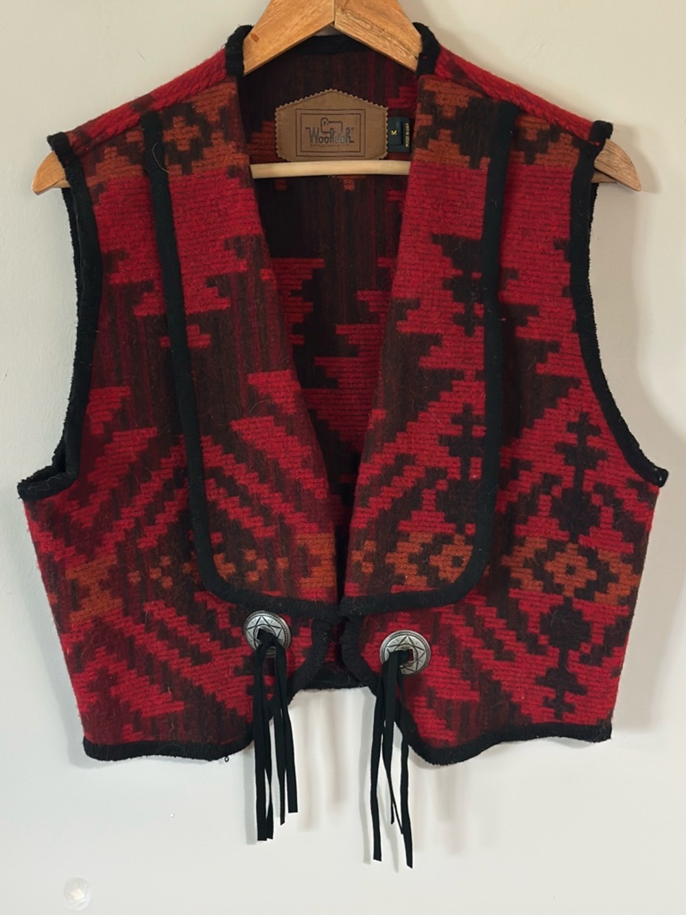 Woolrich Vintage Southwestern Navajo Wool Vest with Conchos